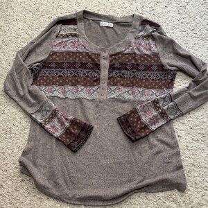 Maurices Brown Patterned Long Sleeve Top
